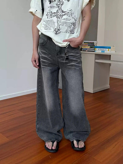 Nine Ripple Faded Wide Cut Jeans-korean-fashion-Jeans-Nine's Closet-OH Garments