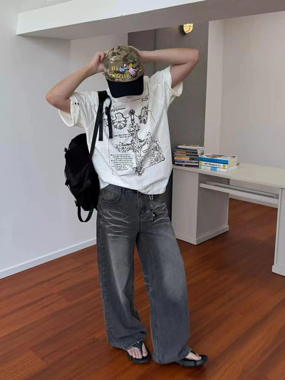 Nine Ripple Faded Wide Cut Jeans-korean-fashion-Jeans-Nine's Closet-OH Garments