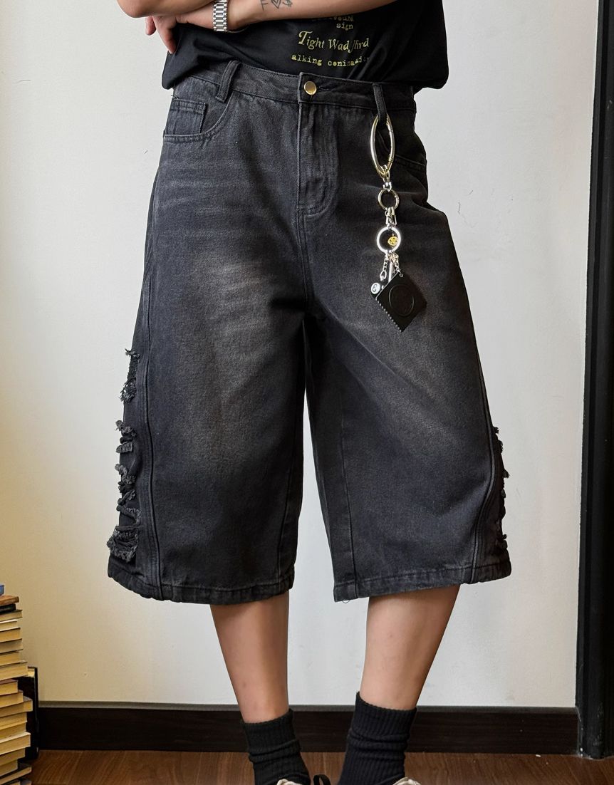 Nine Side Button Denim Shorts-korean-fashion-Shorts-Nine's Closet-OH Garments