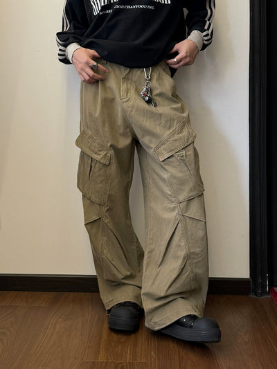 Nine Slant Flap Pocket Cargo Pants-korean-fashion-Pants-Nine's Closet-OH Garments