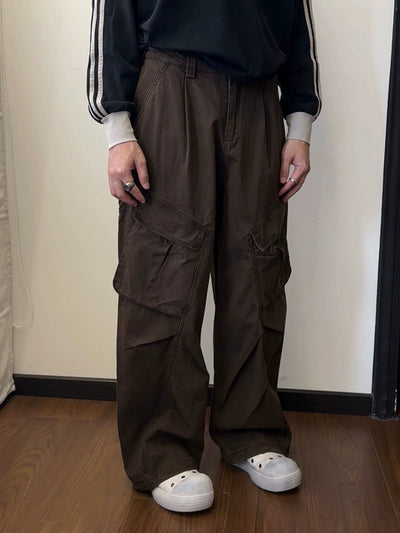 Nine Slant Flap Pocket Cargo Pants-korean-fashion-Pants-Nine's Closet-OH Garments