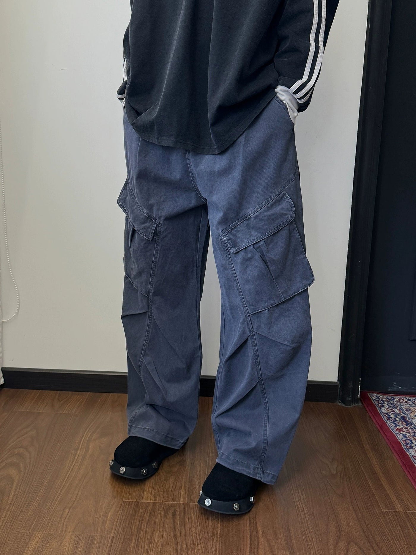 Nine Slant Flap Pocket Cargo Pants-korean-fashion-Pants-Nine's Closet-OH Garments