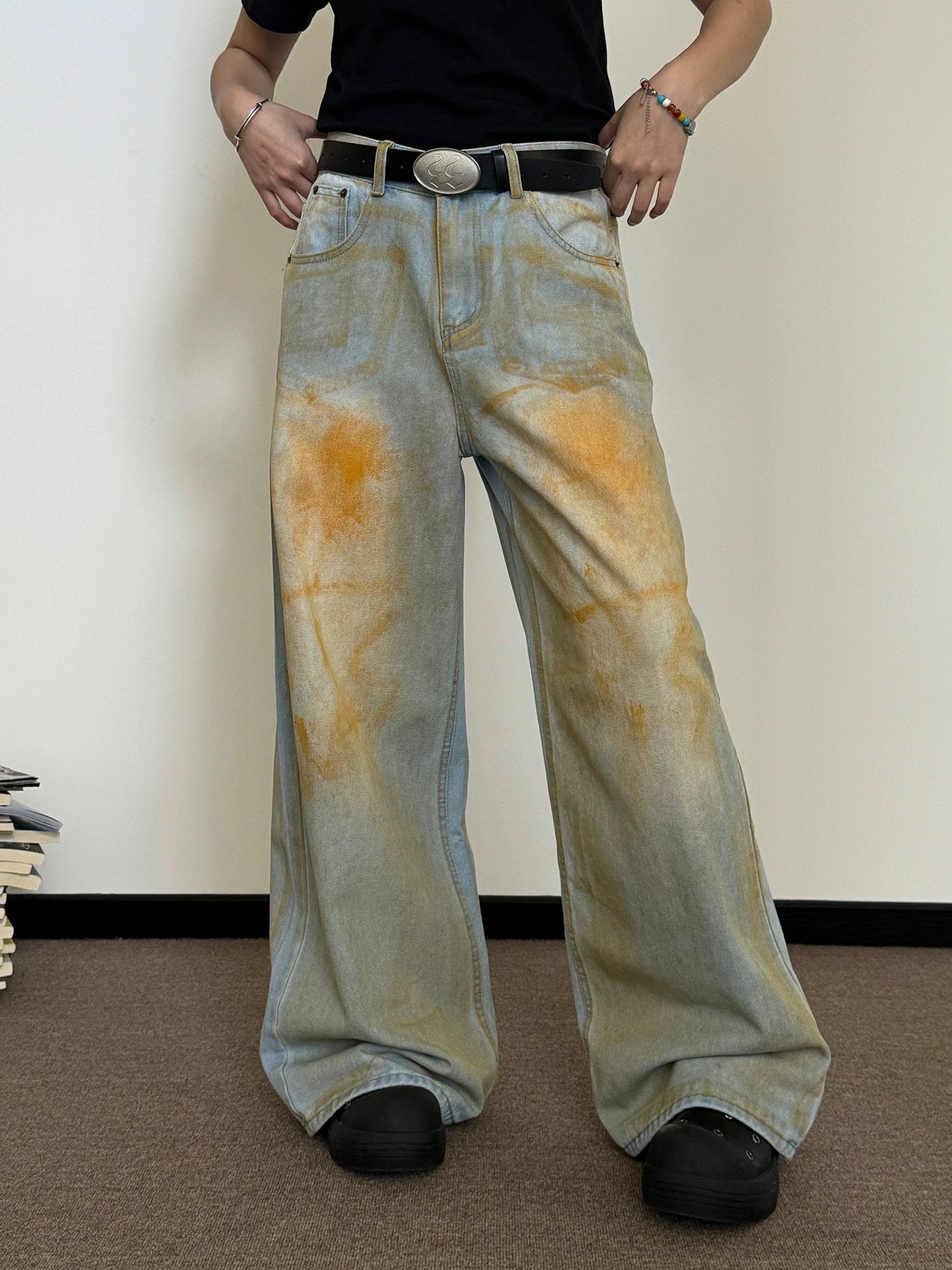 Nine Smudges Tie-Dyed Flare Jeans-korean-fashion-Jeans-Nine's Closet-OH Garments