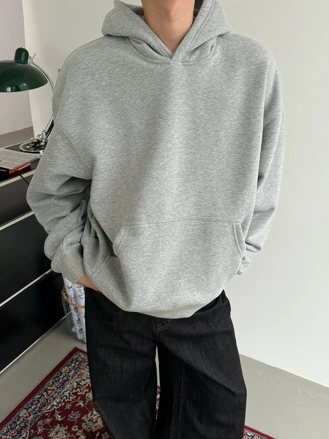 Nine Solid Color Kangaroo Pocket Hoodie-korean-fashion-Hoodie-Nine's Closet-OH Garments