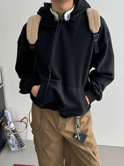 Nine Solid Color Kangaroo Pocket Hoodie-korean-fashion-Hoodie-Nine's Closet-OH Garments