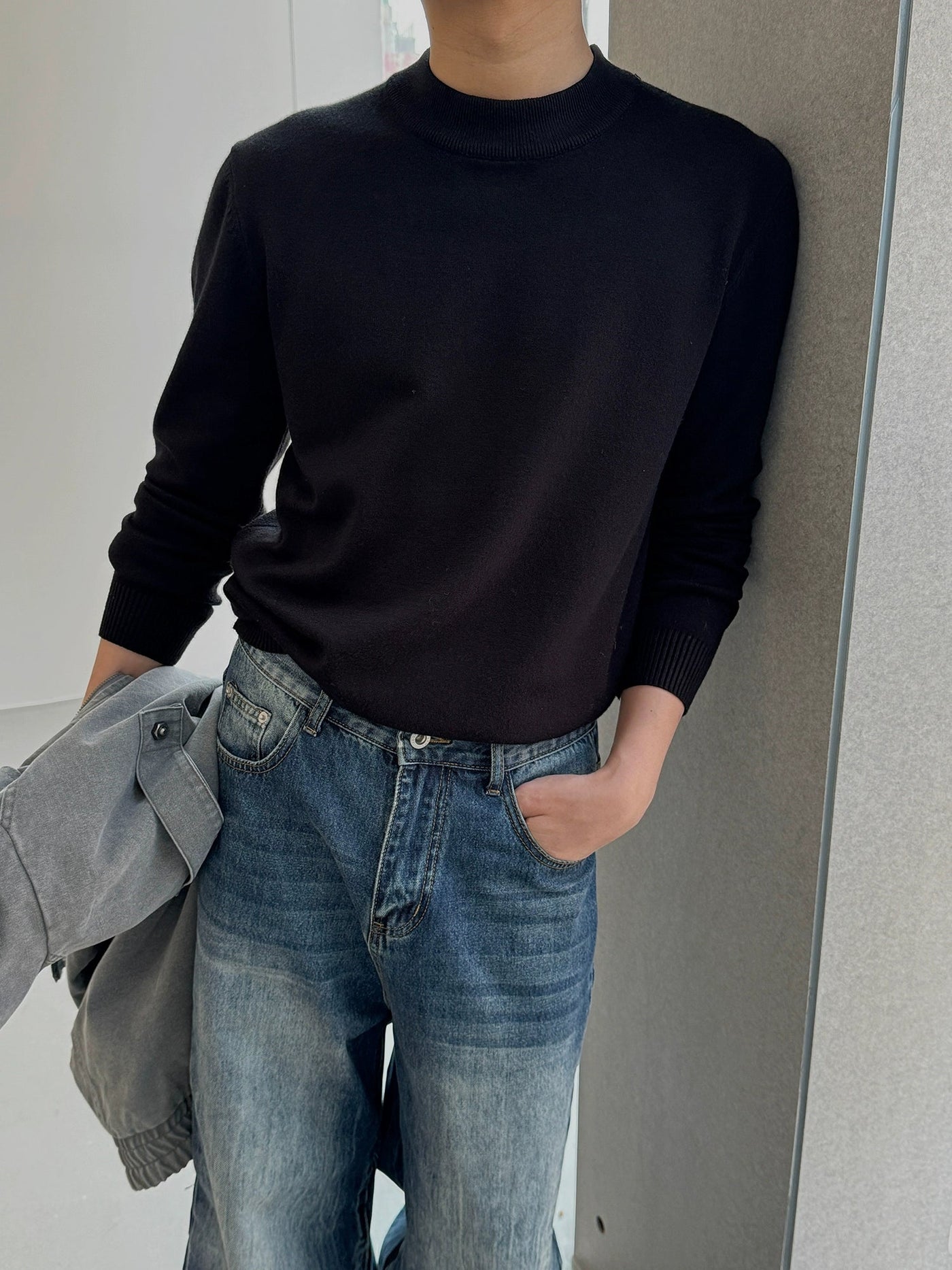 Nine Solid Knit Mockneck-korean-fashion-Mockneck-Nine's Closet-OH Garments