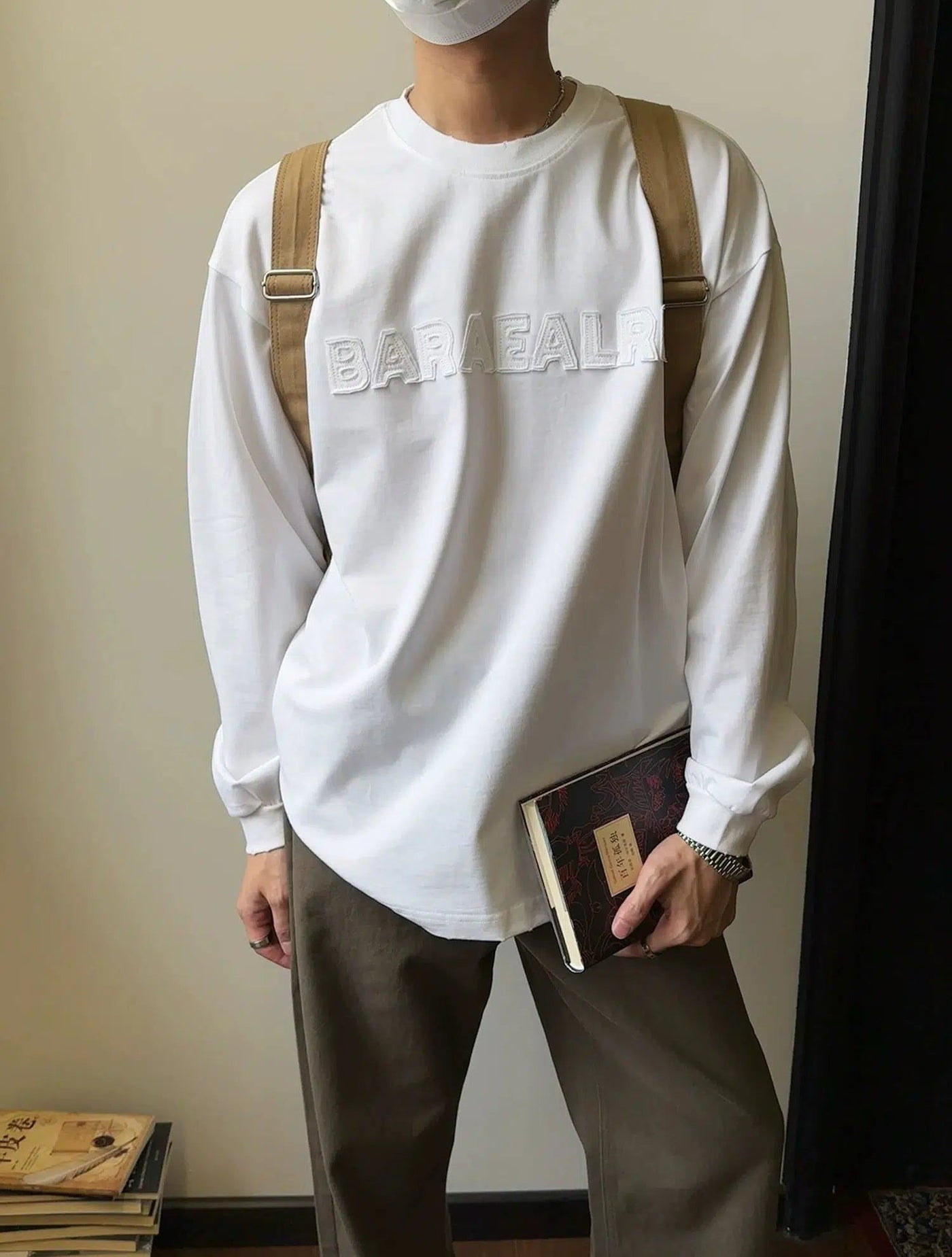 Nine Solid Lettered Loose Fit Crewneck-korean-fashion-Crewneck-Nine's Closet-OH Garments