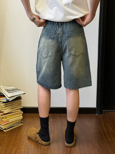 Nine Stone Washed Loose Denim Shorts-korean-fashion-Shorts-Nine's Closet-OH Garments