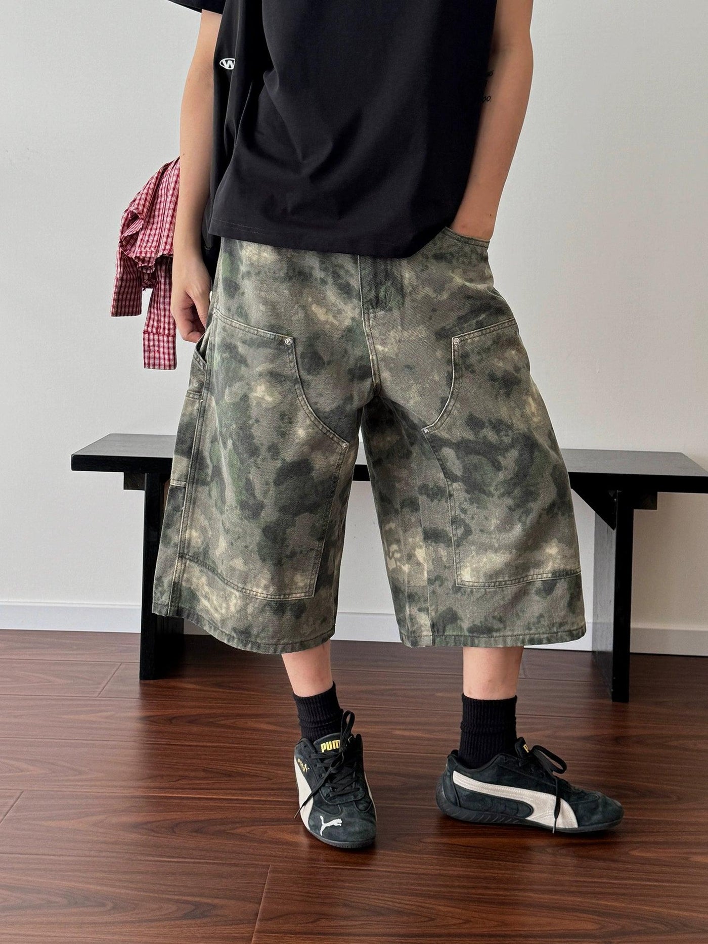 Nine Tie-Dyed Camouflage Cargo Shorts-korean-fashion-Shorts-Nine's Closet-OH Garments