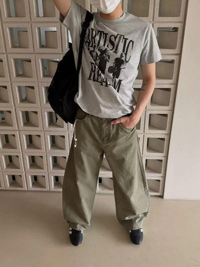 Nine Washed Curve-Cut Loose Pants-korean-fashion-Pants-Nine's Closet-OH Garments
