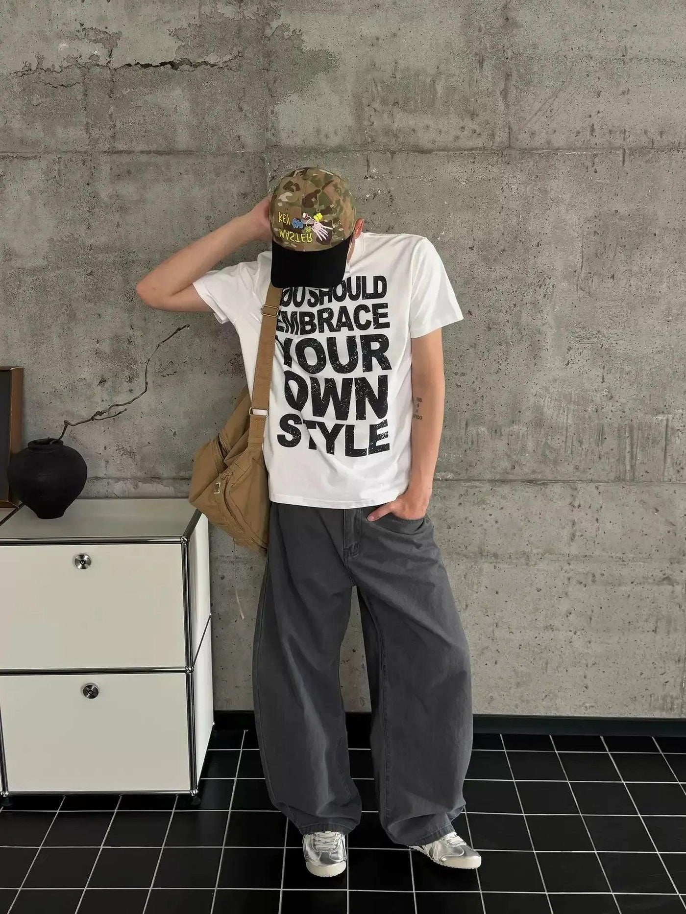 Nine Washed Curve-Cut Loose Pants-korean-fashion-Pants-Nine's Closet-OH Garments