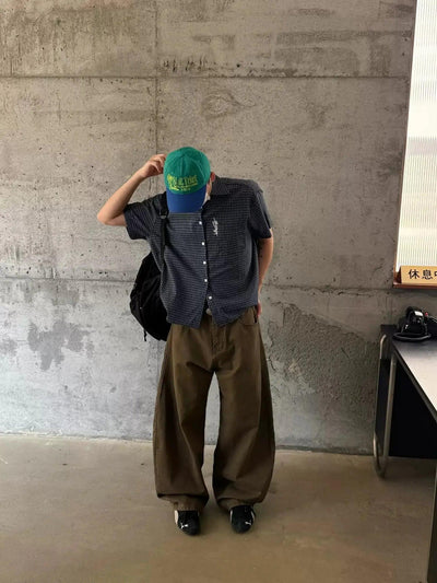 Nine Washed Curve-Cut Loose Pants-korean-fashion-Pants-Nine's Closet-OH Garments