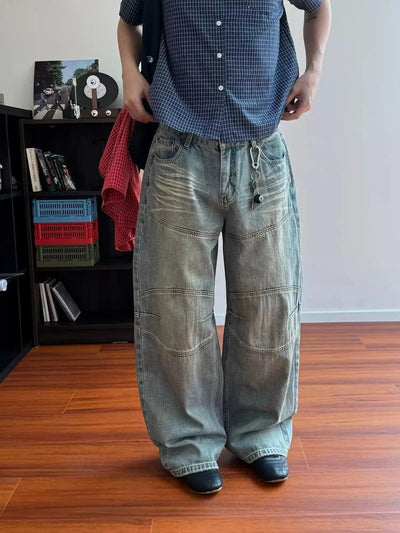 Nine Washed Pleats Wide Jeans-korean-fashion-Jeans-Nine's Closet-OH Garments