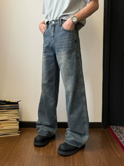 Nine Washed & Whiskers Bootcut Jeans-korean-fashion-Jeans-Nine's Closet-OH Garments