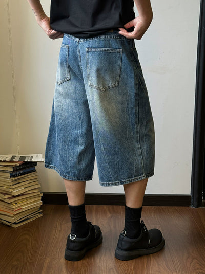 Nine Washed Wide Denim Shorts-korean-fashion-Shorts-Nine's Closet-OH Garments