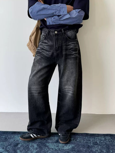 Nine Whiskered Fade Textured Jeans-korean-fashion-Jeans-Nine's Closet-OH Garments