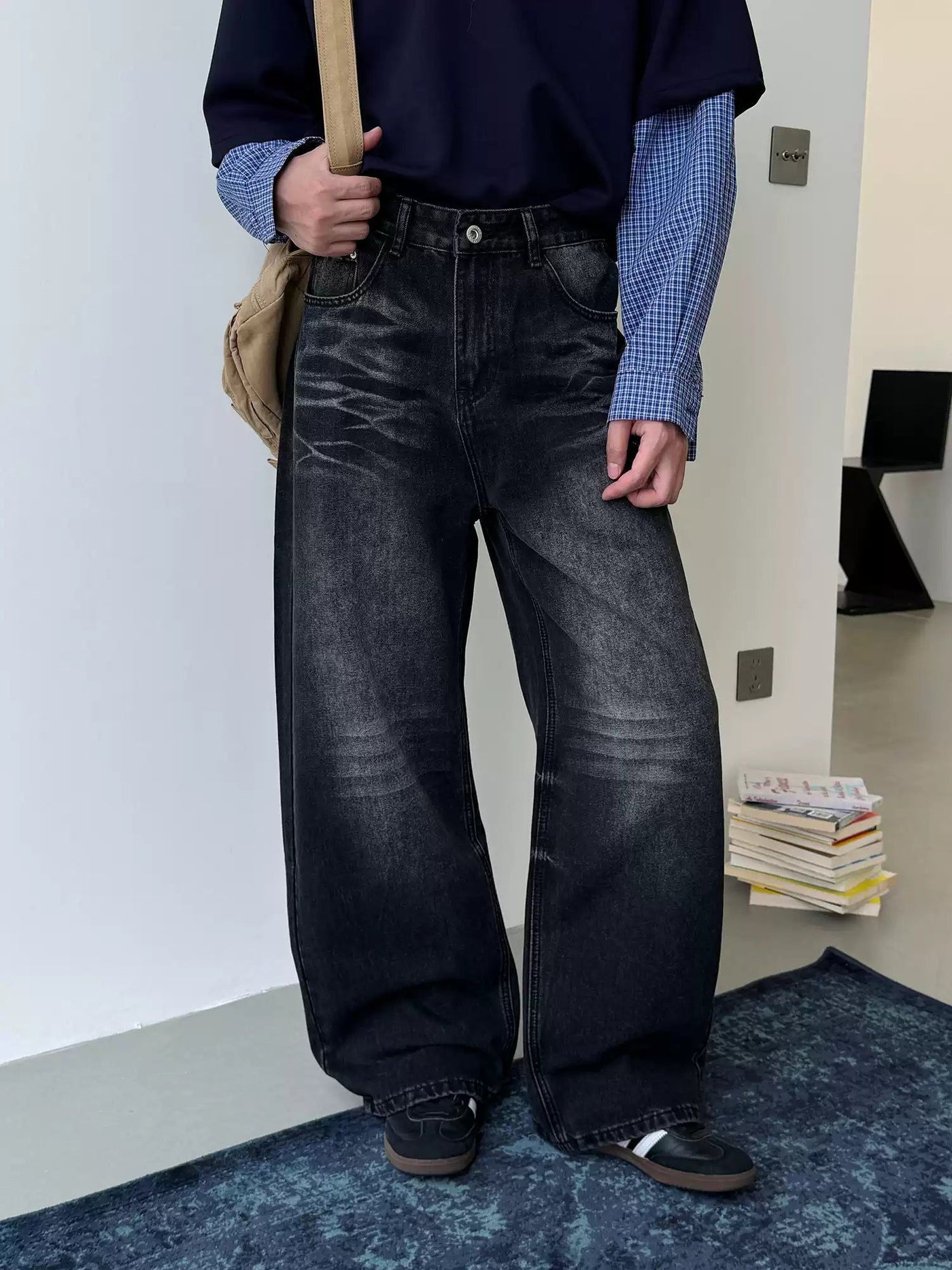 Nine Whiskered Fade Textured Jeans-korean-fashion-Jeans-Nine's Closet-OH Garments