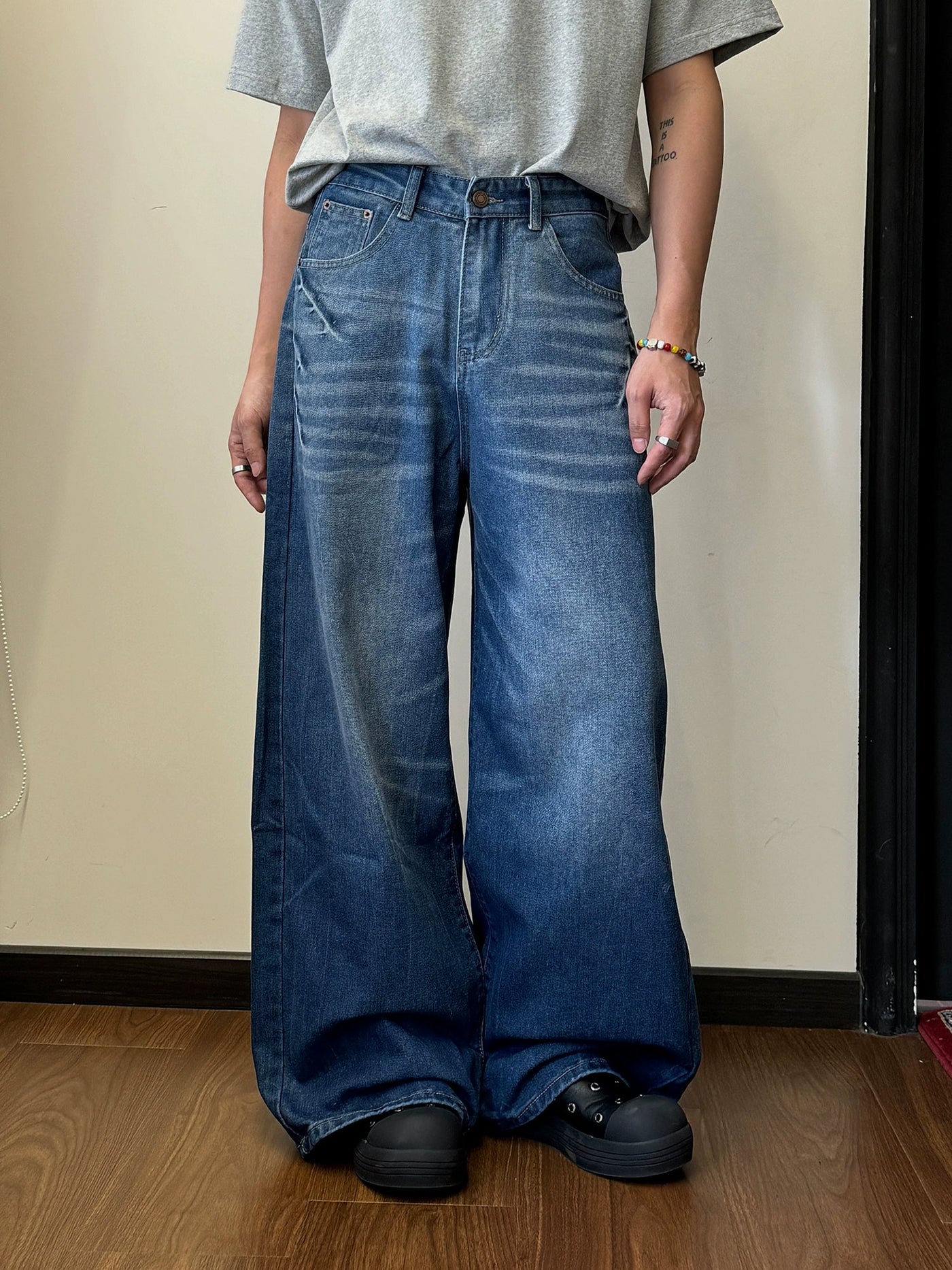 Nine Wide Loose Cut Jeans-korean-fashion-Jeans-Nine's Closet-OH Garments