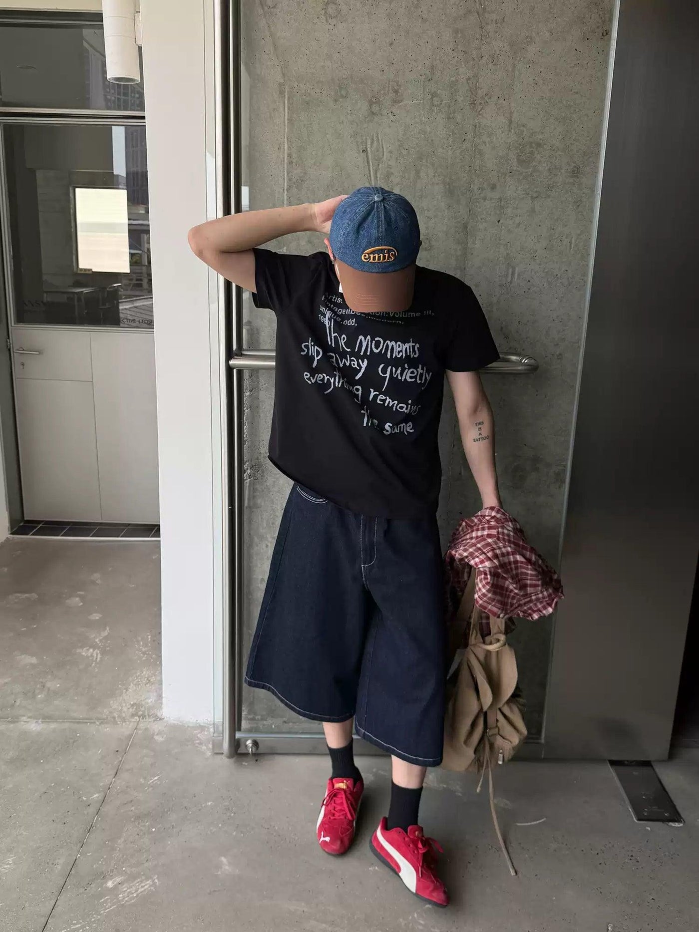 Nine Wide Mid-Length Denim Shorts-korean-fashion-Shorts-Nine's Closet-OH Garments