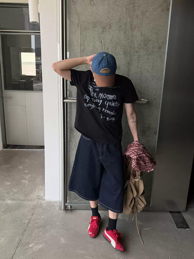 Nine Wide Mid-Length Denim Shorts-korean-fashion-Shorts-Nine's Closet-OH Garments