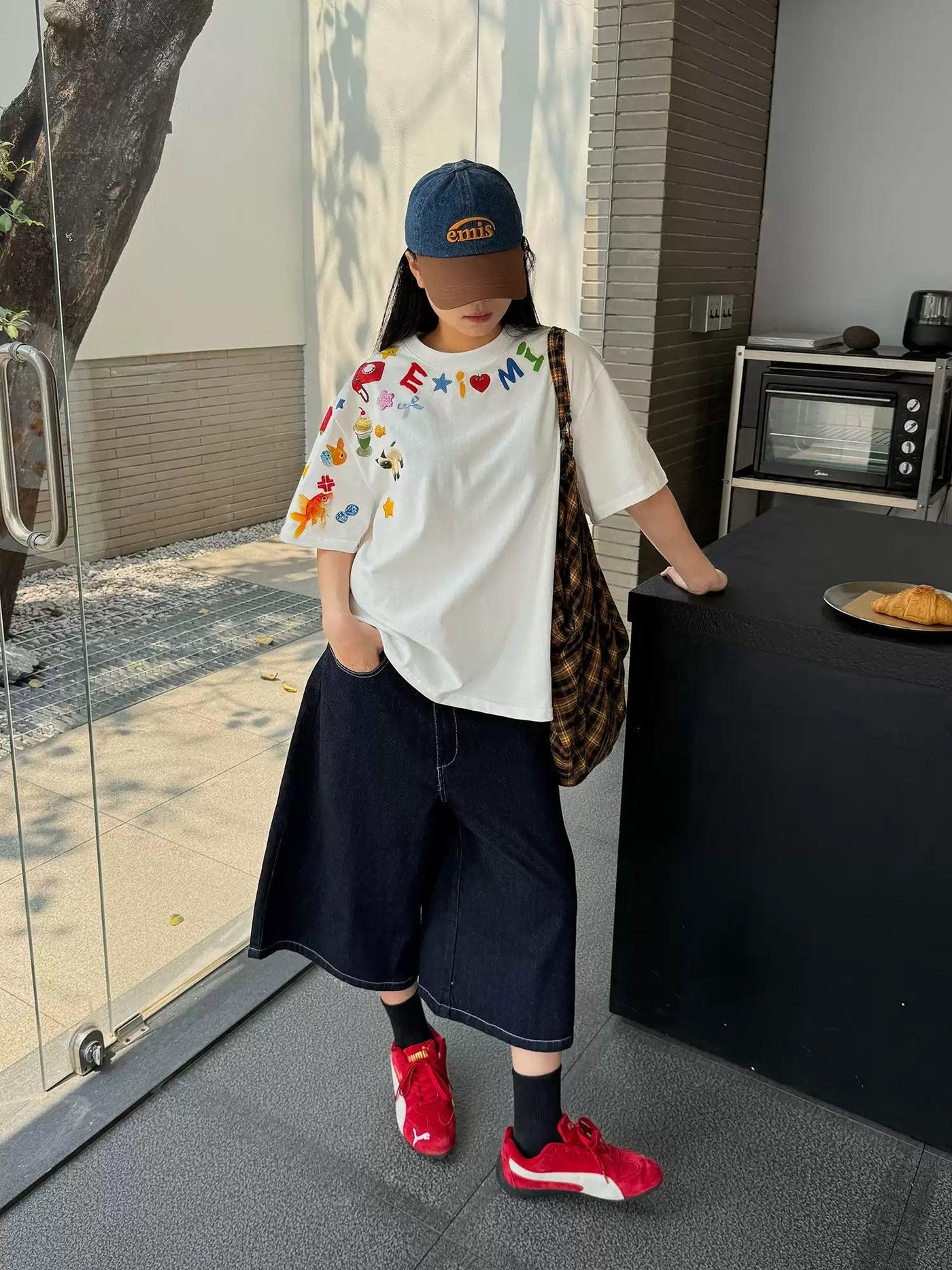 Nine Wide Mid-Length Denim Shorts-korean-fashion-Shorts-Nine's Closet-OH Garments