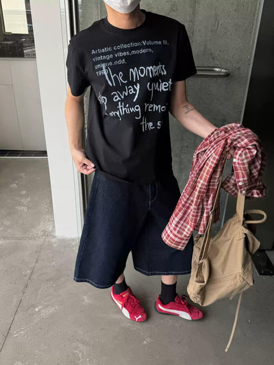 Nine Wide Mid-Length Denim Shorts-korean-fashion-Shorts-Nine's Closet-OH Garments