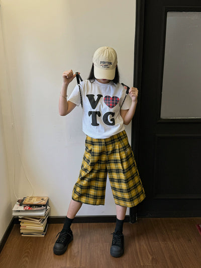 Nine Yellow Plaid Long Shorts-korean-fashion-Shorts-Nine's Closet-OH Garments