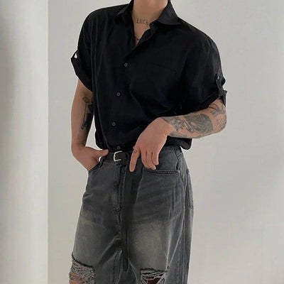 OH Adjustable Short Sleeve Shirt-korean-fashion-Shirt-OH Atelier-OH Garments