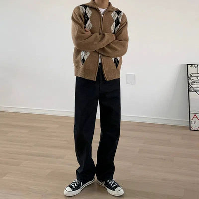 OH Argyle Knit Jacket-korean-fashion-Jacket-OH Atelier-OH Garments