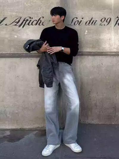 OH Bleach Washed Straight Jeans-korean-fashion-Jeans-OH Atelier-OH Garments