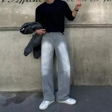OH Bleach Washed Straight Jeans-korean-fashion-Jeans-OH Atelier-OH Garments