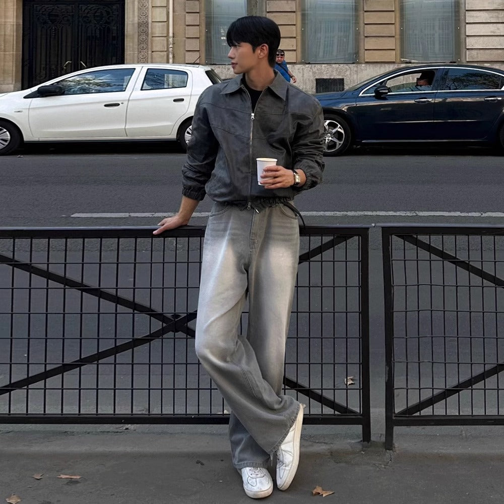OH Bleach Washed Straight Jeans-korean-fashion-Jeans-OH Atelier-OH Garments
