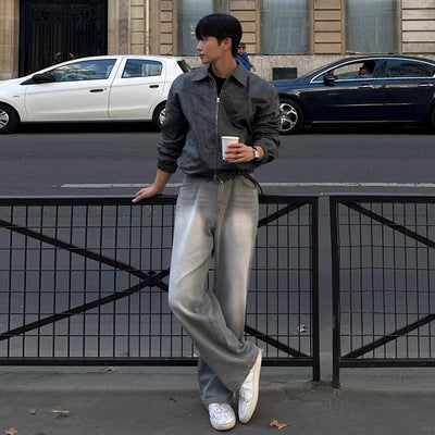 OH Bleach Washed Straight Jeans-korean-fashion-Jeans-OH Atelier-OH Garments