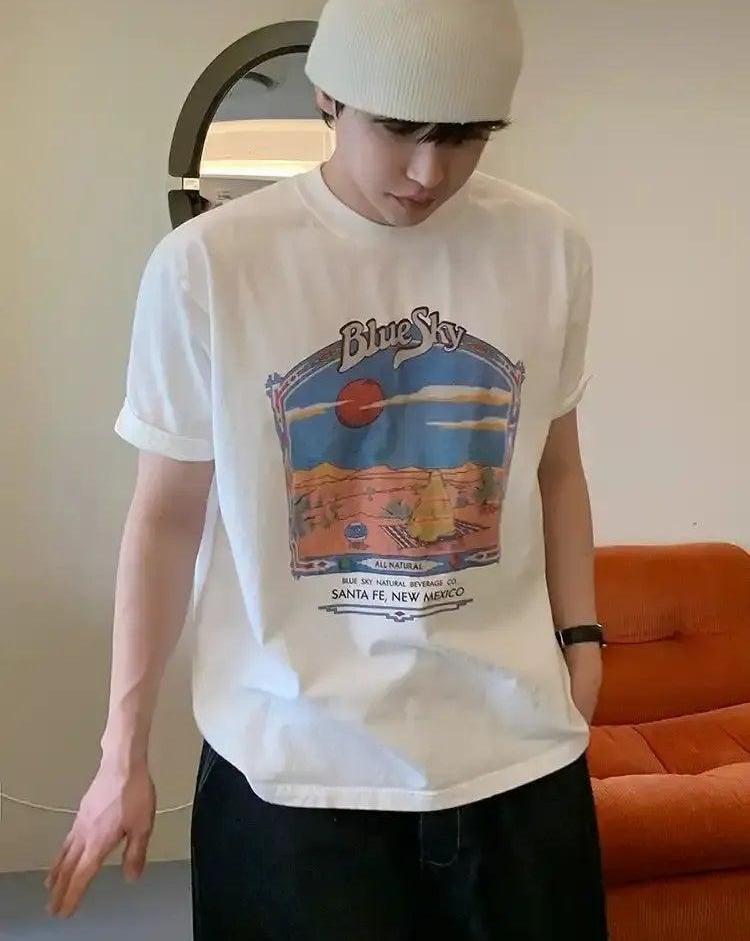 OH Blue Sky Graphic T-Shirt-korean-fashion-T-Shirt-OH Atelier-OH Garments