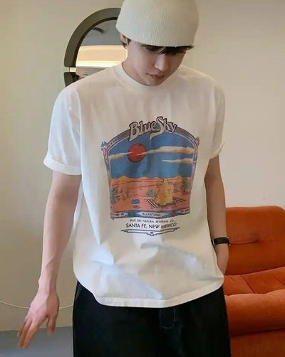 OH Blue Sky Graphic T-Shirt-korean-fashion-T-Shirt-OH Atelier-OH Garments