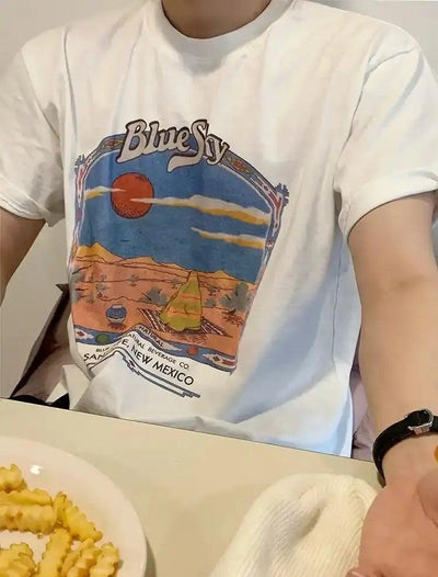 OH Blue Sky Graphic T-Shirt-korean-fashion-T-Shirt-OH Atelier-OH Garments