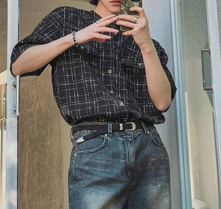 OH Breast Pocket Textured Shirt-korean-fashion-Shirt-OH Atelier-OH Garments