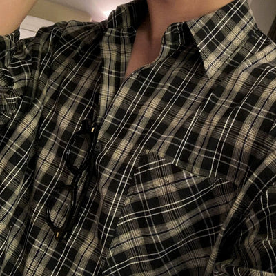 OH Casual Plaid Buttoned Shirt-korean-fashion-Shirt-OH Atelier-OH Garments