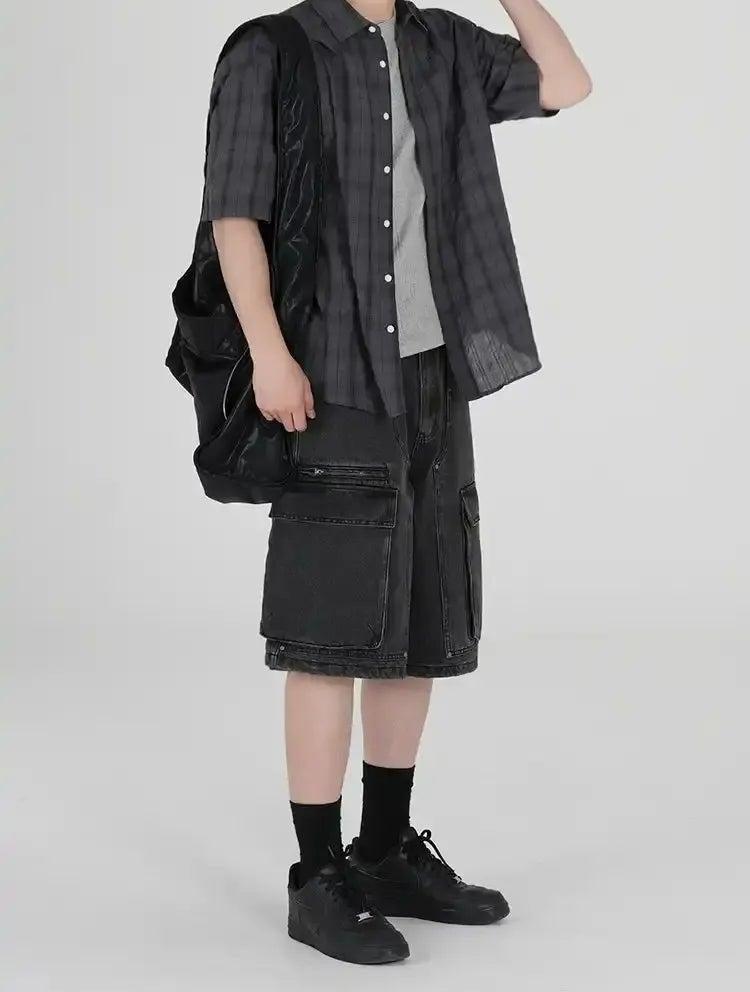OH Casual Plaid Short Sleeve Shirt-korean-fashion-Shirt-OH Atelier-OH Garments