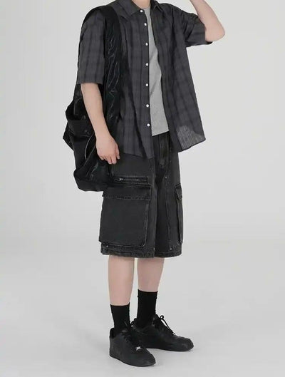 OH Casual Plaid Short Sleeve Shirt-korean-fashion-Shirt-OH Atelier-OH Garments