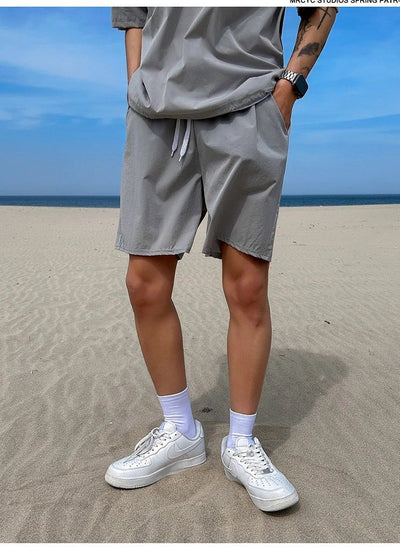 OH Casual Sports Half-Zip & Drawstring Shorts Set-korean-fashion-Clothing Set-OH Atelier-OH Garments