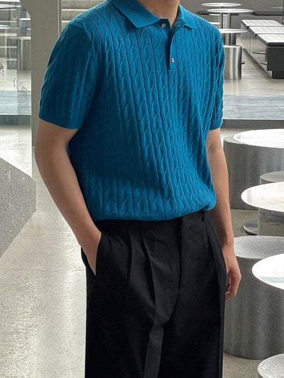 OH Casual Twisted Knit Polo-korean-fashion-Polo-OH Atelier-OH Garments