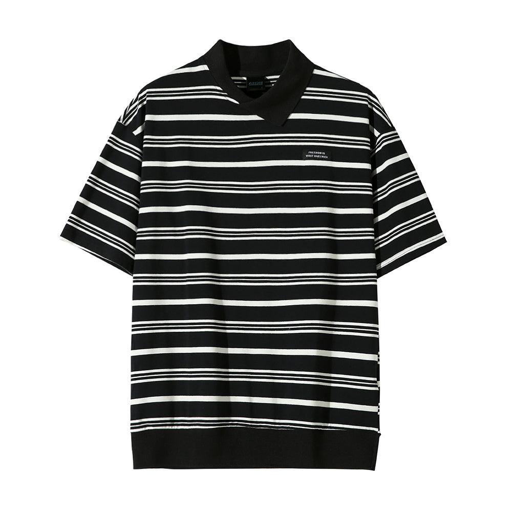 OH Classic Stripes Irregular Collar Polo-korean-fashion-Polo-OH Atelier-OH Garments