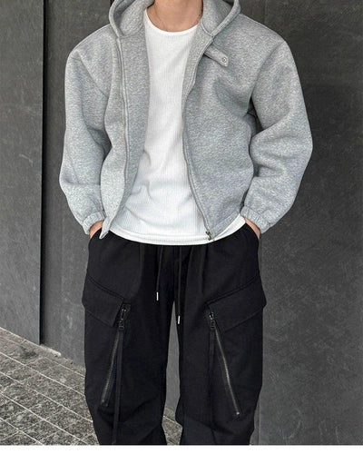 OH Classic Wide Shoulder Zip-Up Hoodie-korean-fashion-Hoodie-OH Atelier-OH Garments