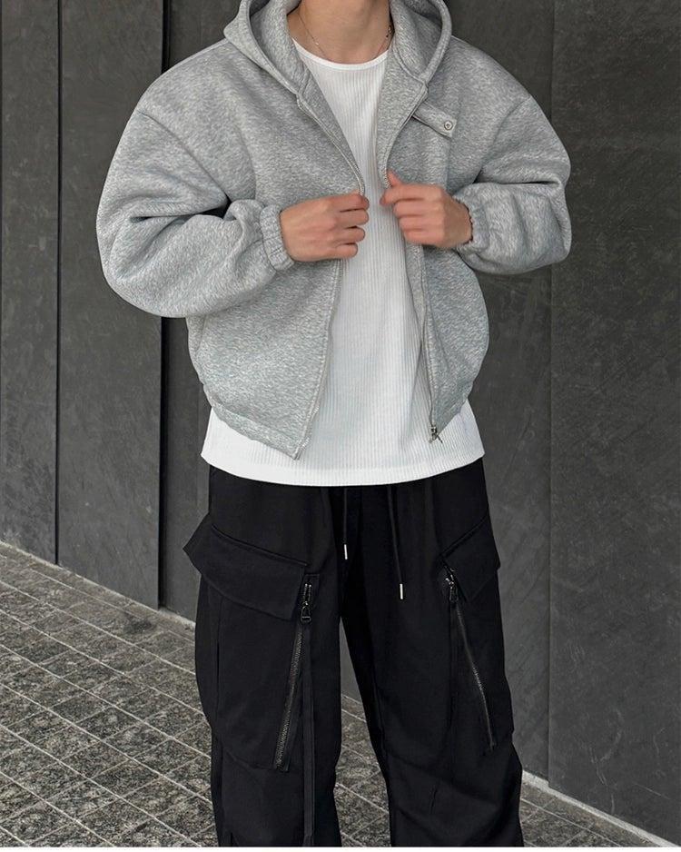 OH Classic Wide Shoulder Zip-Up Hoodie-korean-fashion-Hoodie-OH Atelier-OH Garments