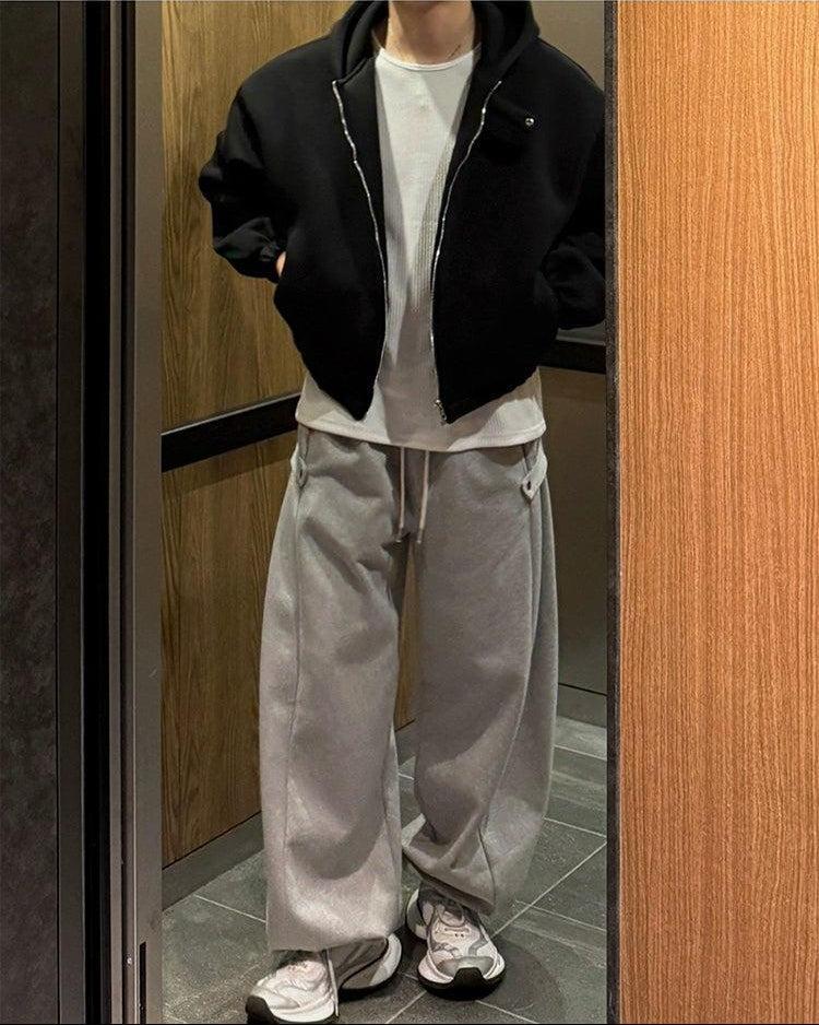 OH Classic Wide Shoulder Zip-Up Hoodie-korean-fashion-Hoodie-OH Atelier-OH Garments