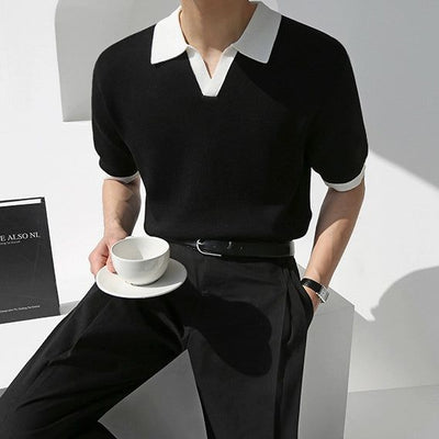 OH Contrast Edge Knit Polo-korean-fashion-Polo-OH Atelier-OH Garments