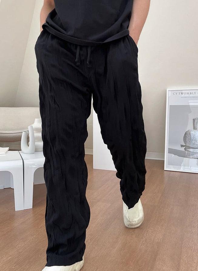 OH Crumpled Texture Drawstring Pants-korean-fashion-Pants-OH Atelier-OH Garments