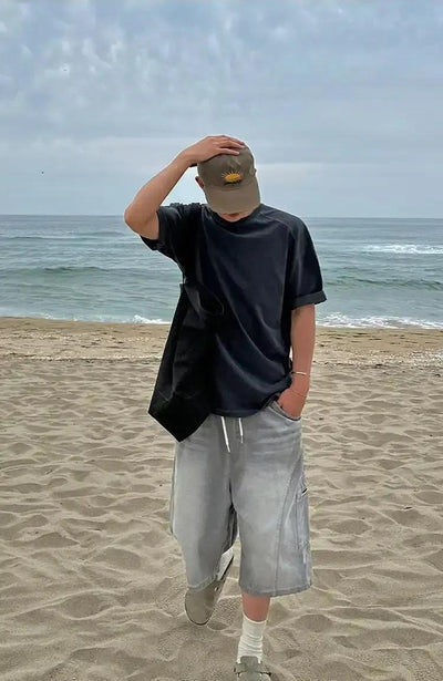 OH Dirt Washed Cargo Denim Shorts-korean-fashion-Shorts-OH Atelier-OH Garments