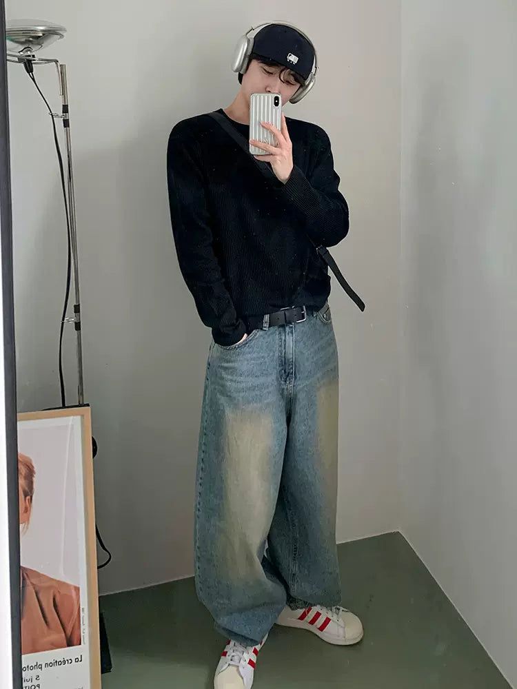 OH Distressed Fade Effect Jeans-korean-fashion-Jeans-OH Atelier-OH Garments